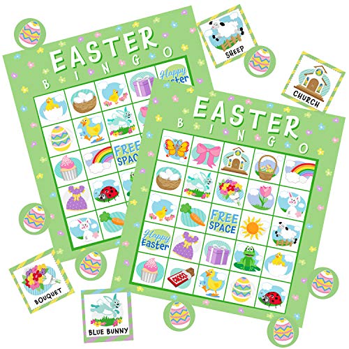 JOYIN 28 Players Easter Bingo Cards (5x5) for Easter Party Goodies Games, Kids School Classroom Goody Gift, Indoor Family Activities, Basket Filler Stuffers