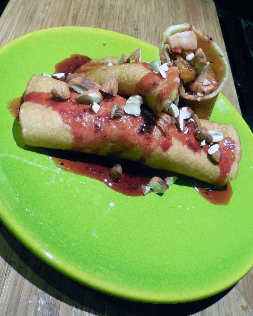 chicken and clementine crepes