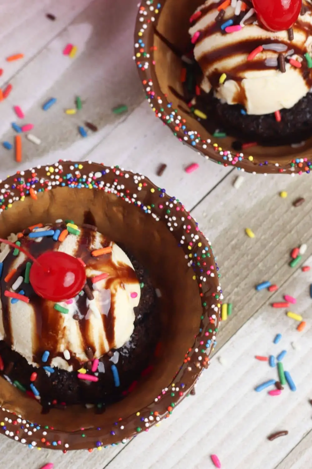 Waffle Bowl Brownie Sundaes