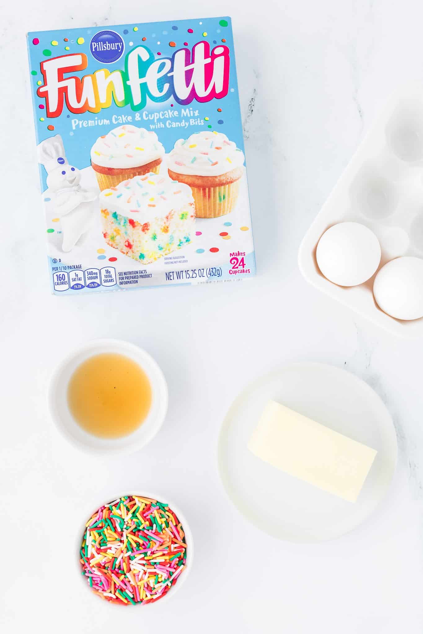 ingredients for Funfetti cake mix cookies