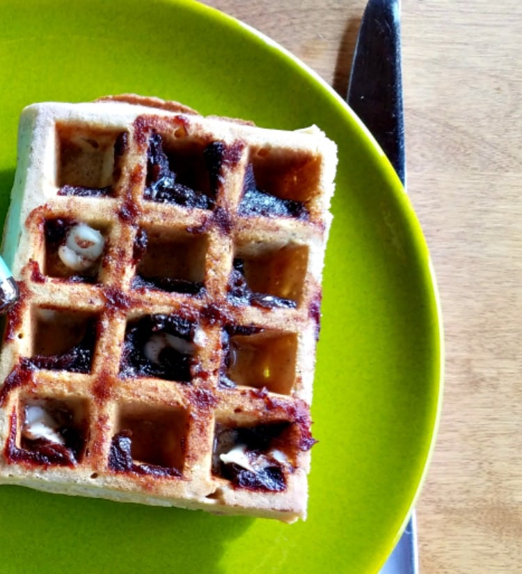 belgian waffle with jam