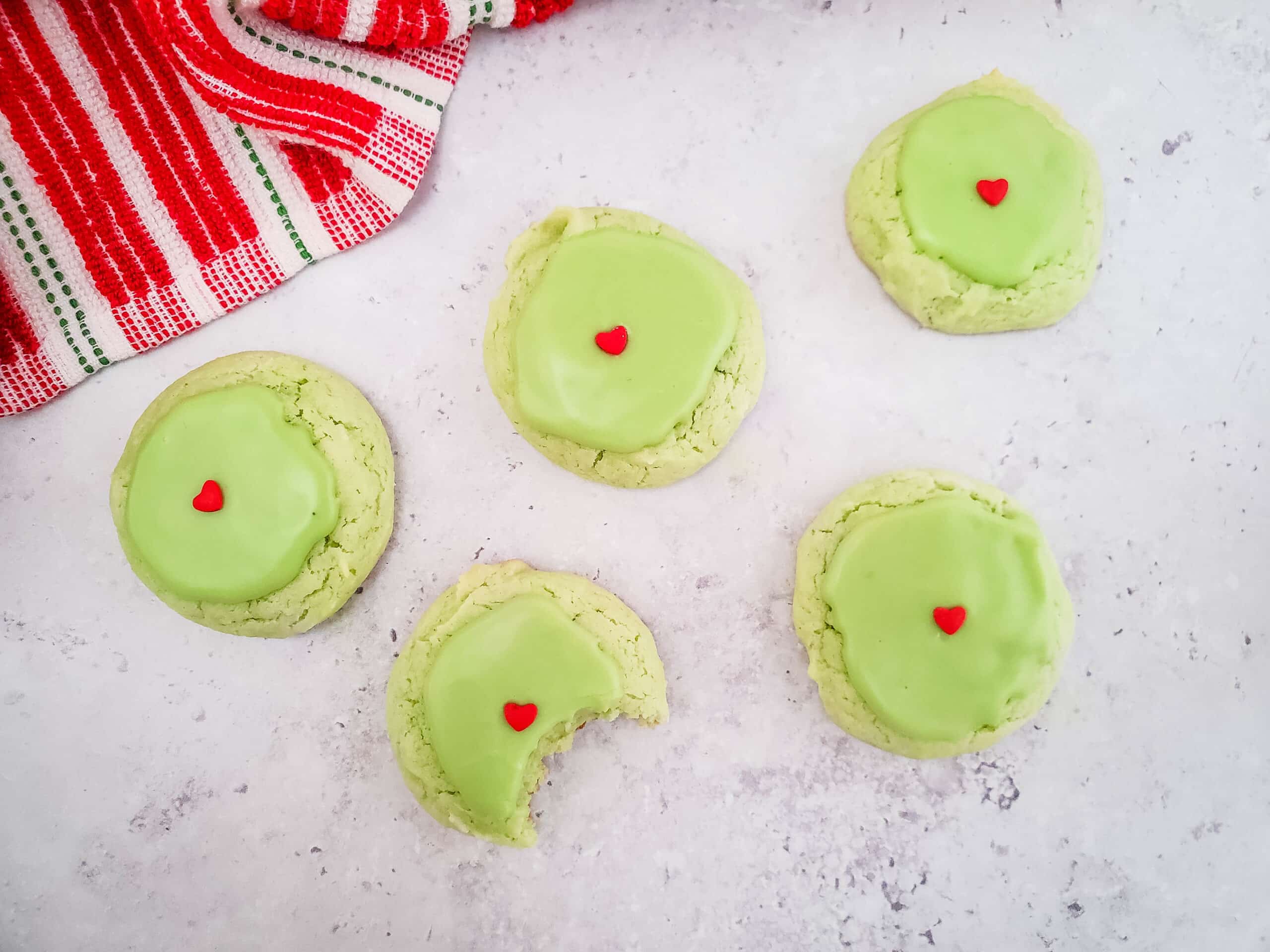 Easy Grinch Cookies ~ Made With Cake Mix!