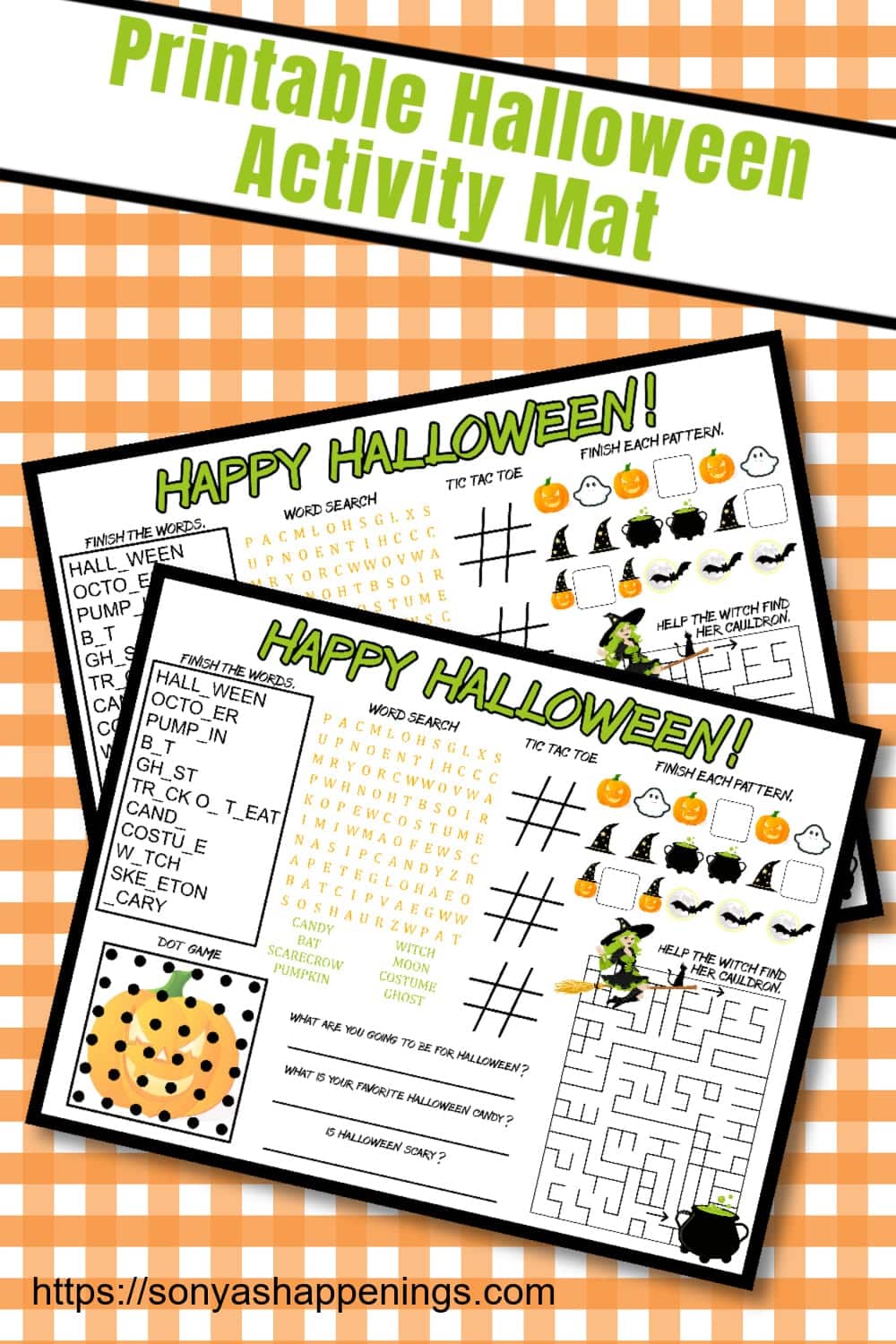 free printable Halloween activity mat