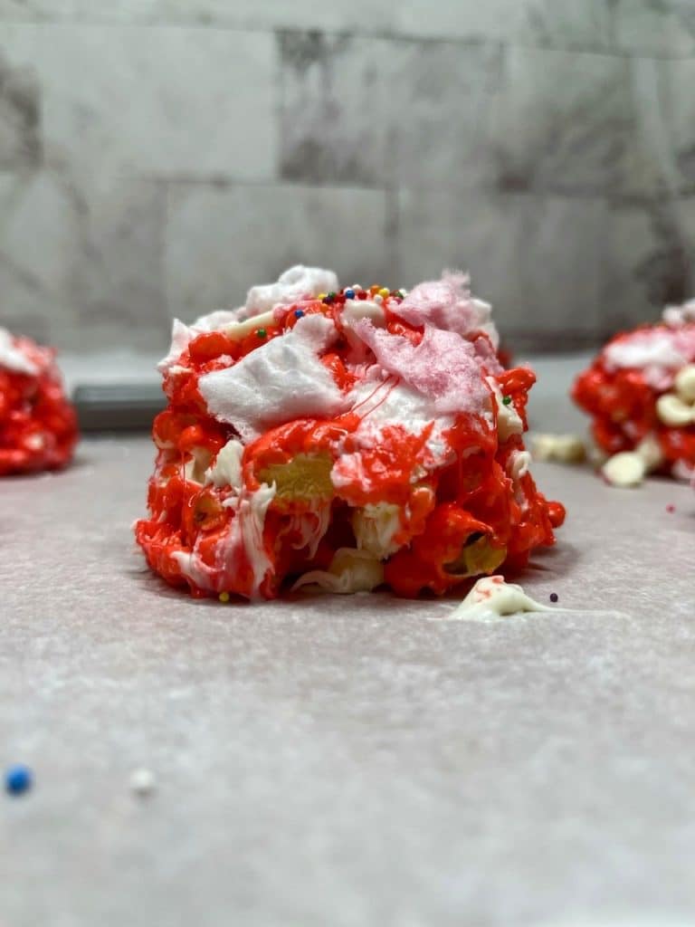 Easy Marshmallow Popcorn Balls Without Corn Syrup Valentines Day white chocolate Homemade