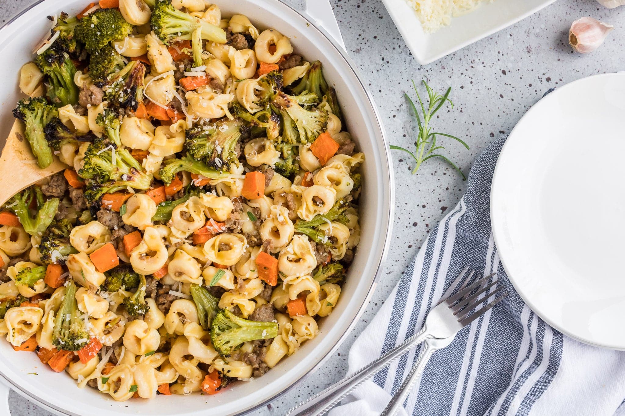 Sausage Tortellini Skillet Dinner With Roasted Vegetables