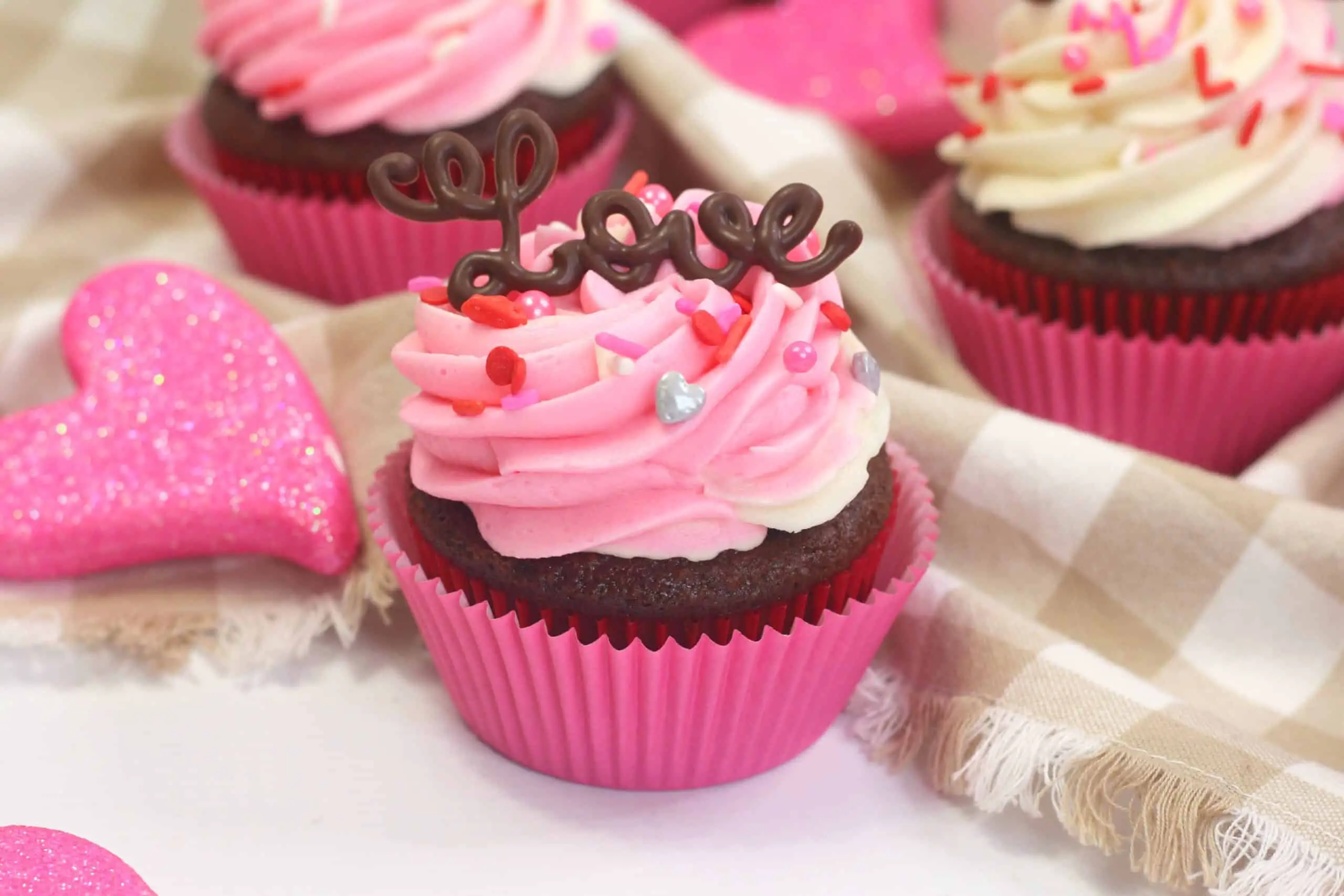 Cupcakes Recipe for Valentine’s Day with Chocolate Love Topper
