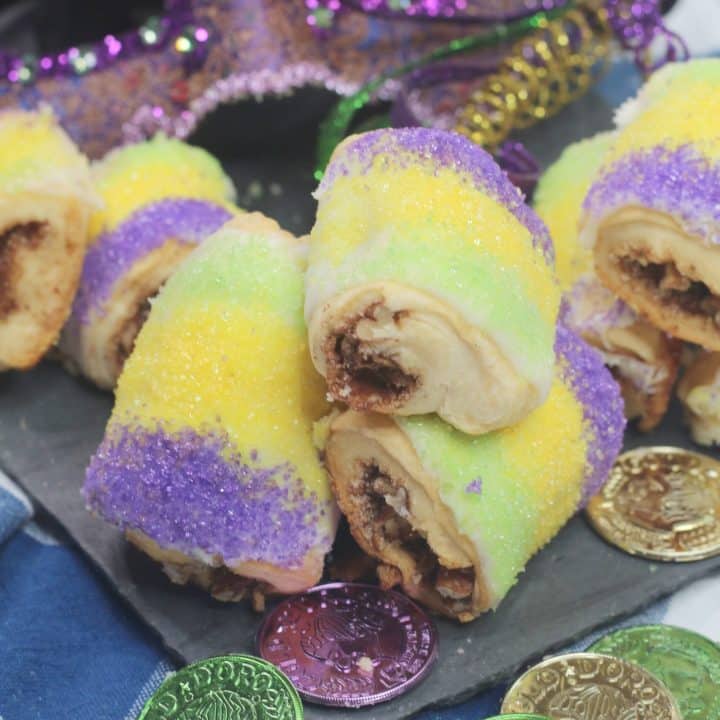 Mini King Cake Bites With Rum Glaze