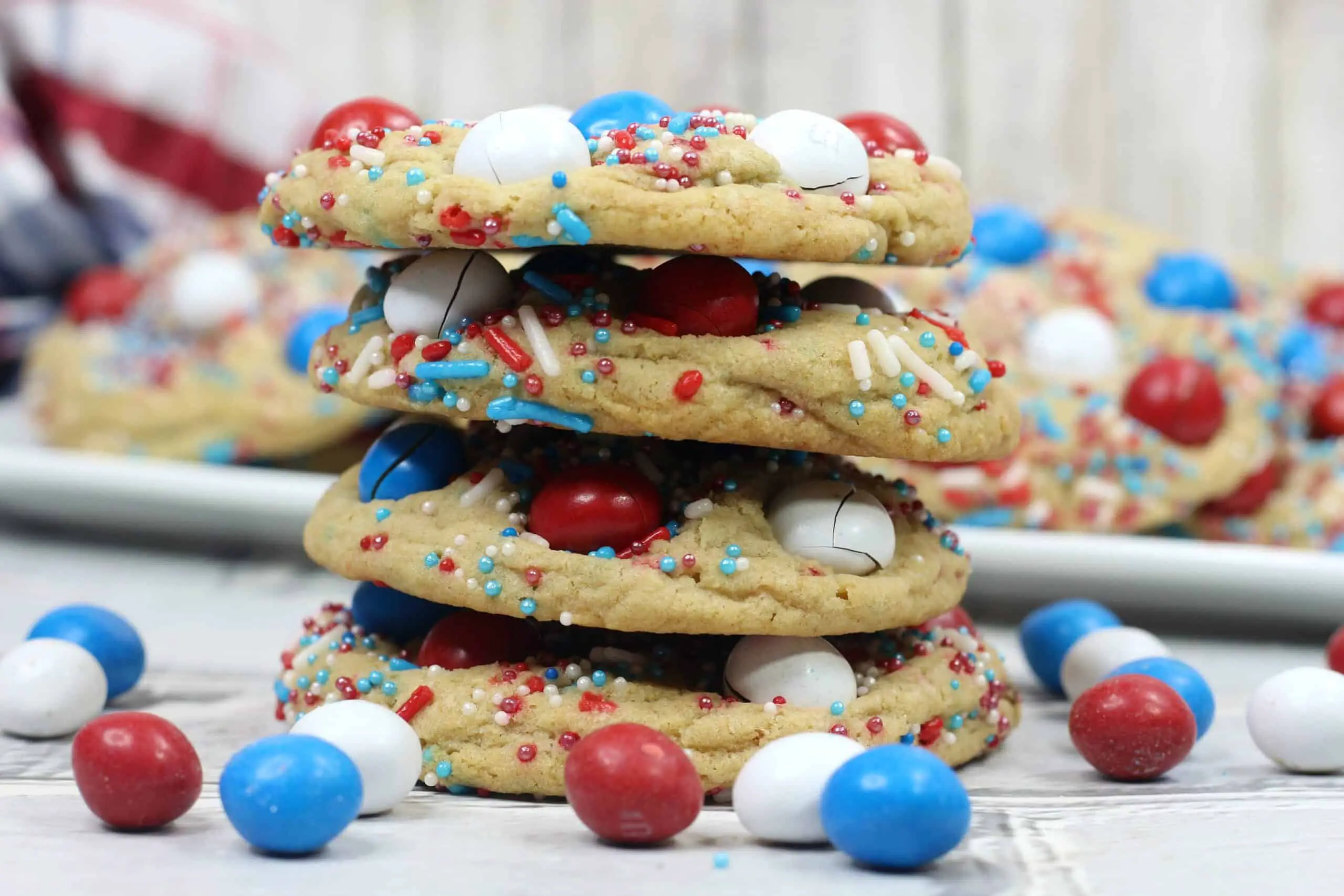 Patriotic M&M Fire Works Cookies