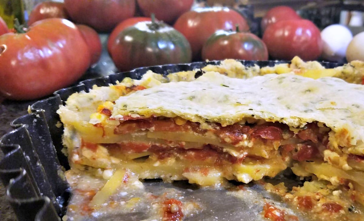 Savory Tart Recipe, Potato Tomato and Feta Tart, tomato tart recipe