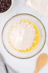 making the dough for yellow cake mix cookies