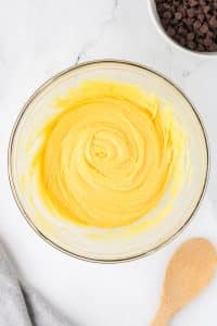 making the dough for yellow cake mix cookies