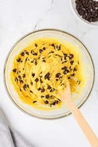 making the dough for yellow cake mix cookies