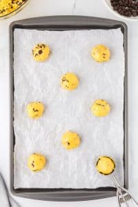 yellow cake mix dough on a pan