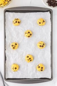 yellow cake mix dough on a pan