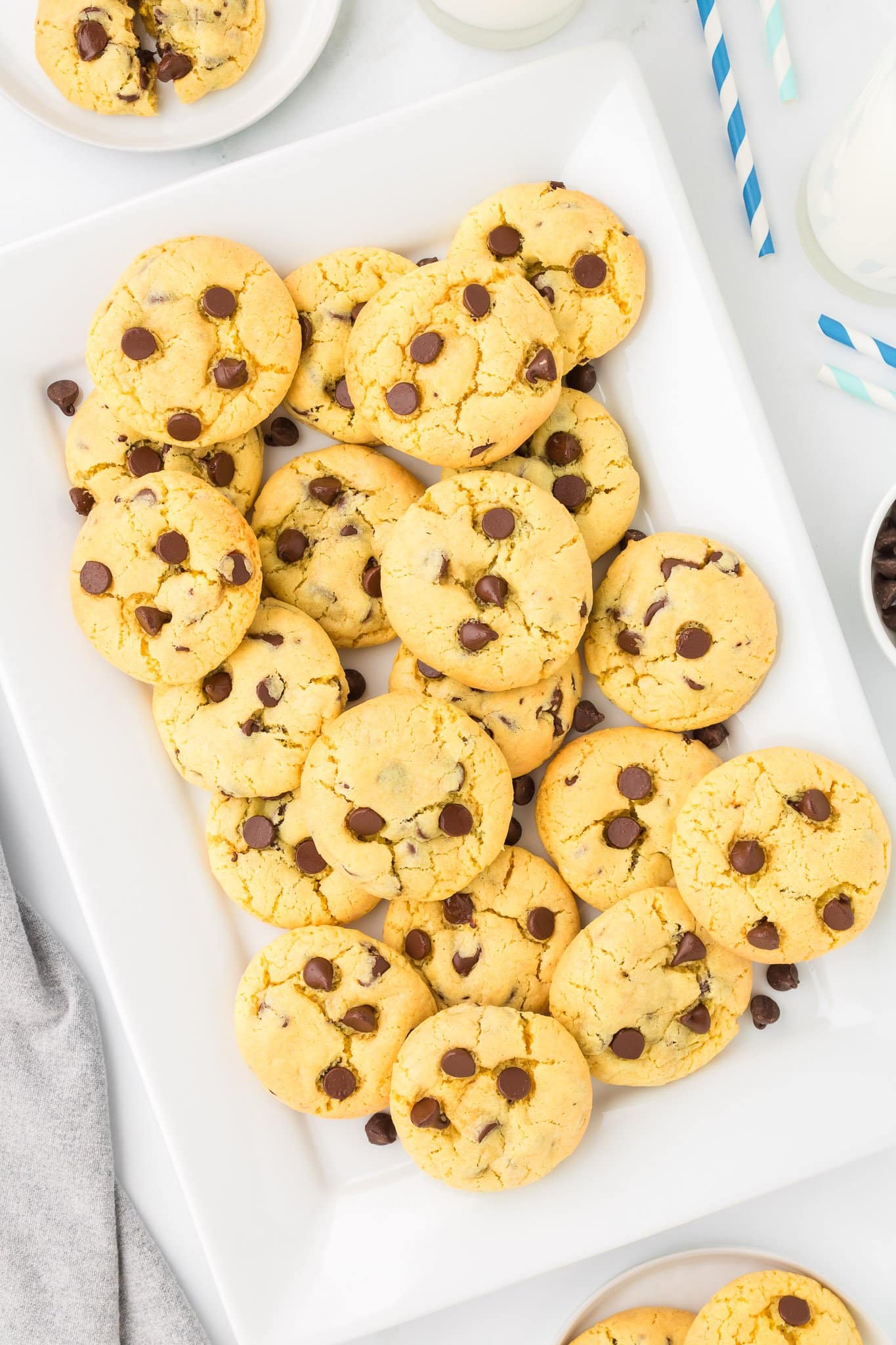 yellow cake mix cookies on a serving platter