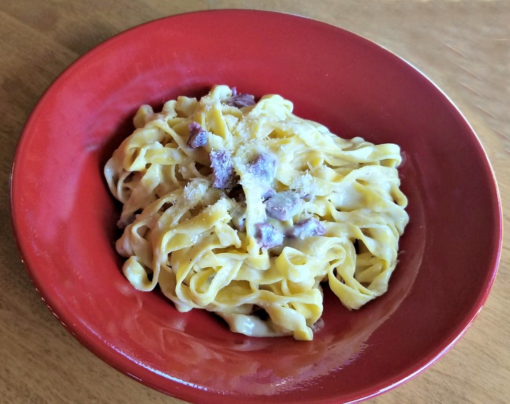 Homemade Fettuccine Carbonaro with Ham