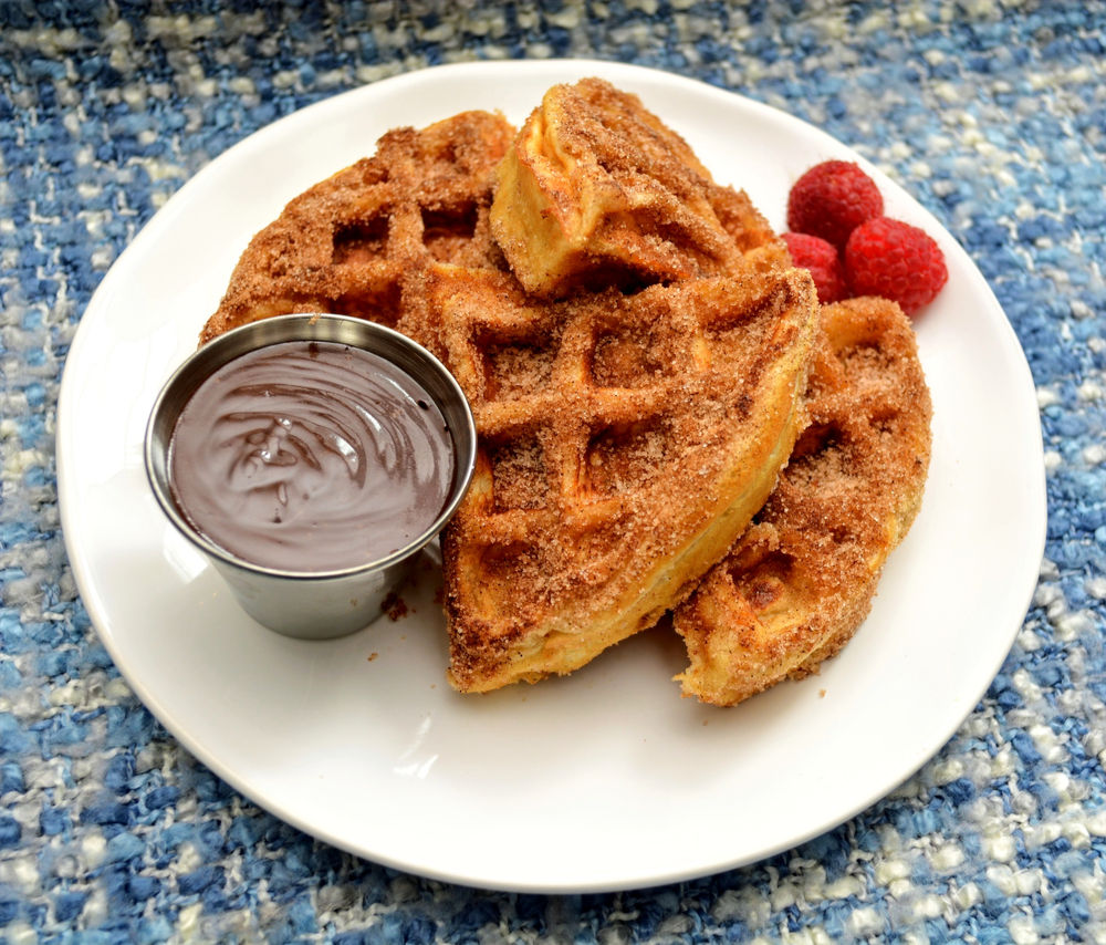 Churro Belgian Waffles with Mexican Chocolate Sauce | Recipe