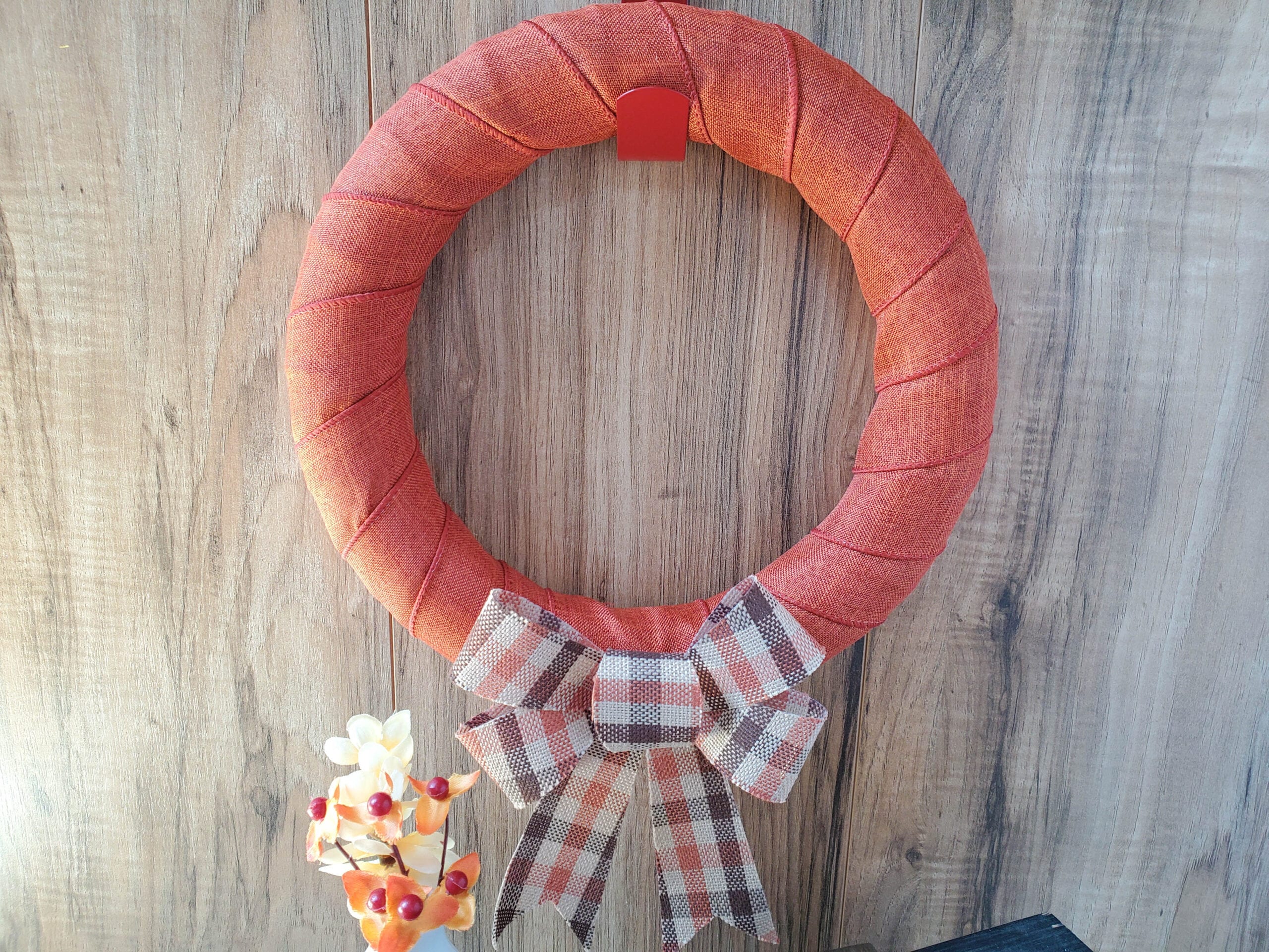 Dollar Tree Orange Plaid Wreath