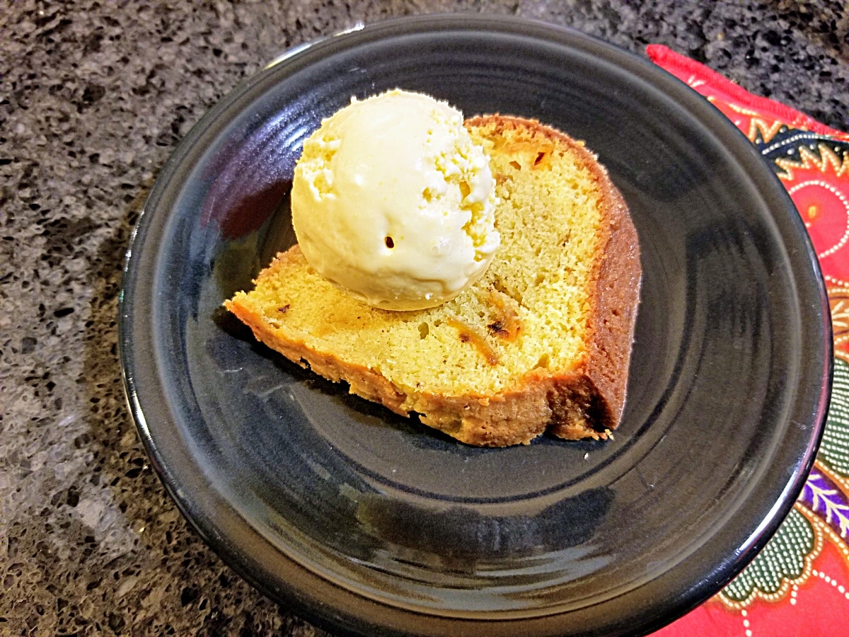 roasted peaches and cream bundt cake
