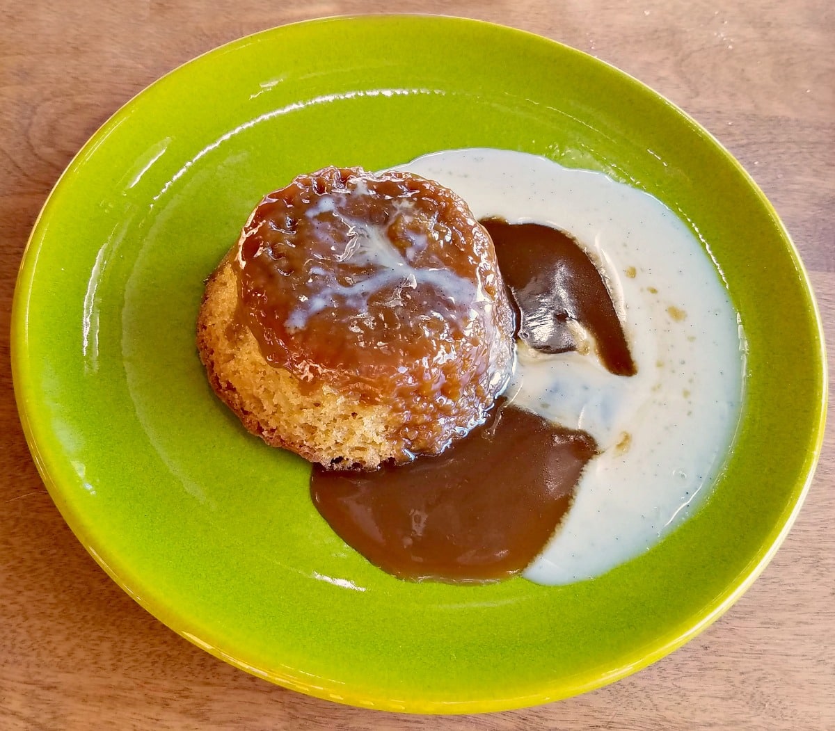steamed pudding recipe, gooey toffee pudding, bourbon vanilla creme anglaise