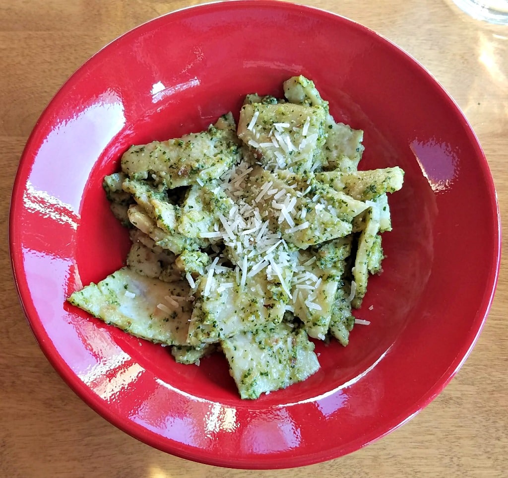 How to make testaroli, Italian crepes, Italian pancake, Testaroli with pesto recipe, Testaroli with pesto